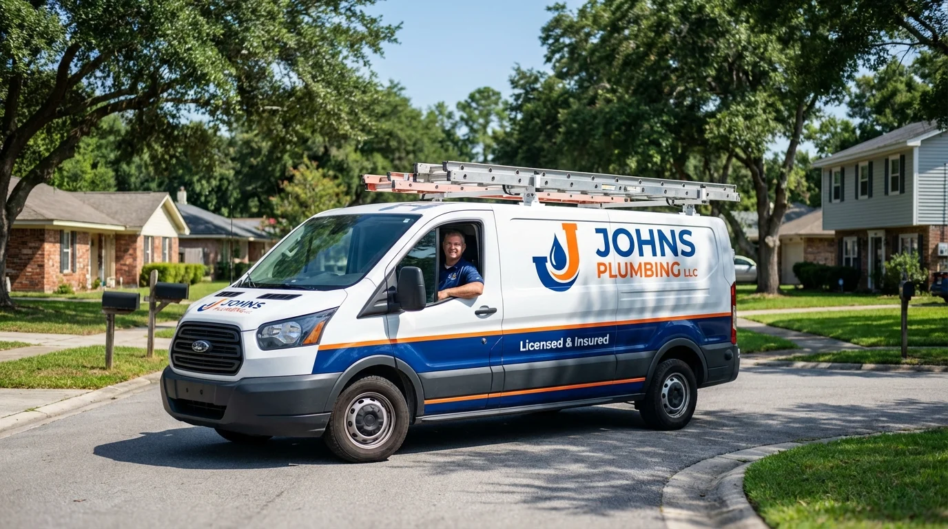 Johns Plumbing LLC service van in Moundville, AL