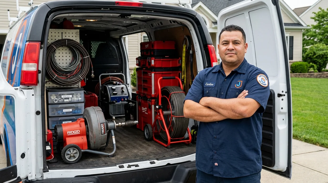 Professional drain cleaning equipment and Johns Plumbing LLC plumber in Moundville