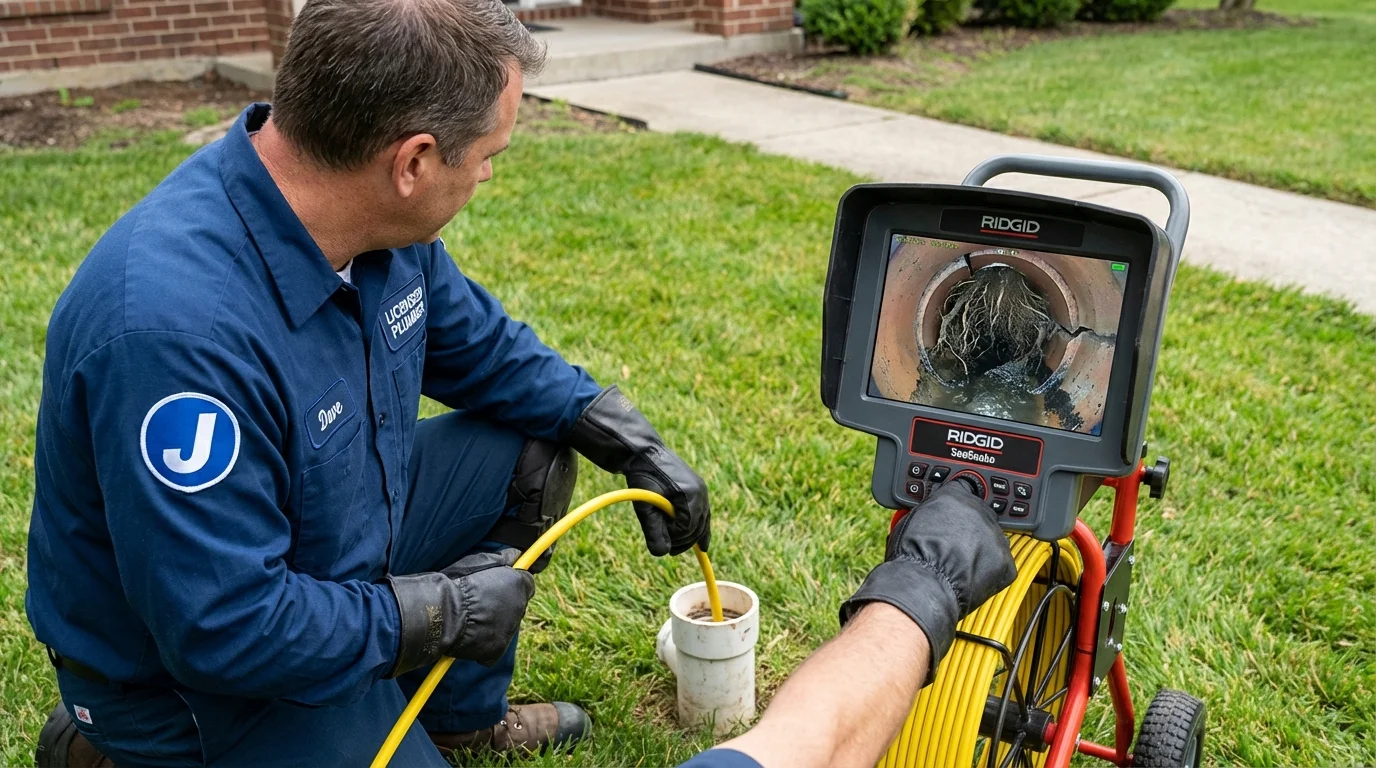 Sewer camera inspection being performed by Johns Plumbing LLC in Moundville